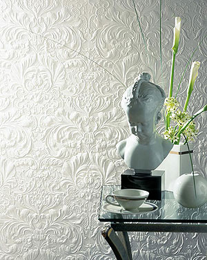 Lincrusta Stil Tapete weiss Blumen Muster online kaufen