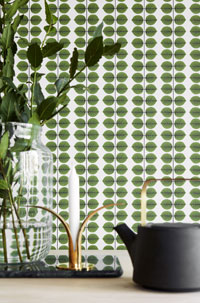 Raumbild Küche - Tapeten Idee Blätter grün Romans Kitchen aus Berlin Deutschland