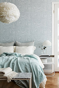 Raumbild Schlafzimmer - Tapeten Idee grün Poem dAmour Bedroom aus Berlin Deutschland