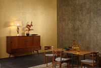 Raumbild Wohnzimmer - Tapeten Idee Korktapete gold beige und braun aus Berlin Deutschland