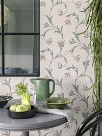 Raumbild Wohnzimmer Küche - Tapeten Idee Blumen Eco Arkiv Engblad Kalmar aus Berlin Deutschland
