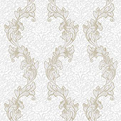 Stiltapete barockes Blumen Muster hell grau weiß schlammfarben