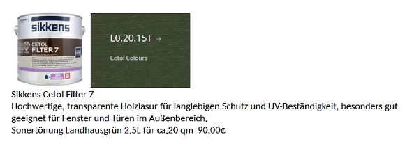 günstige Sikkens transparente Holzlasur Landhausgrün in Berlin und online kaufen