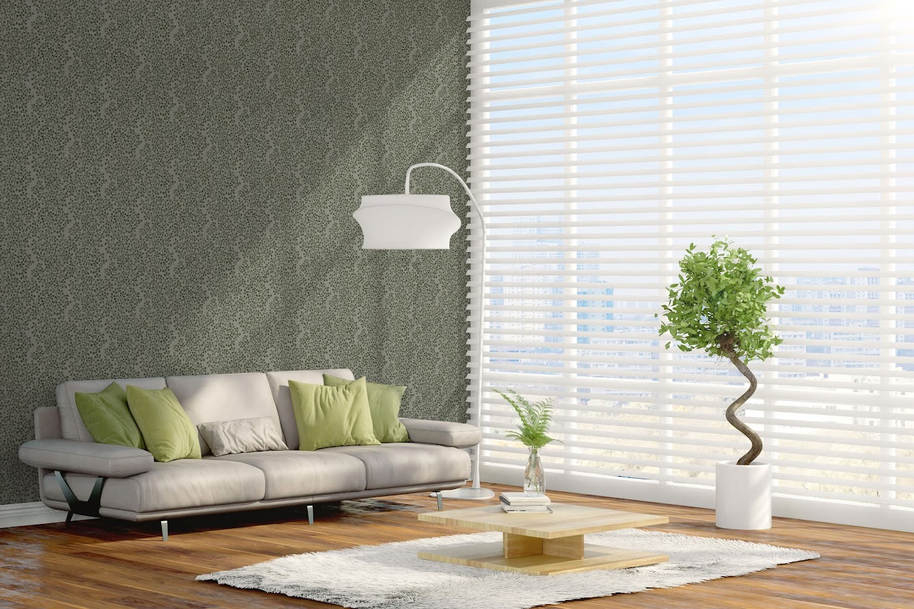 Textiltapete auf Vliesträger im Wohnzimmer
