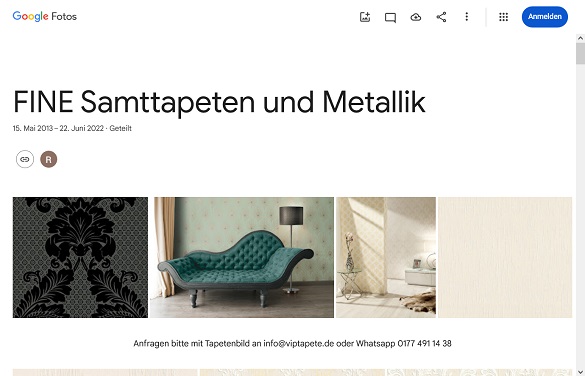 unsere Velours Tapeten auf Google Fotos zum kaufen in Berlin und online